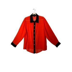 Denim 24/7 Semi Sheer Red/Black Shirt 20W EUC